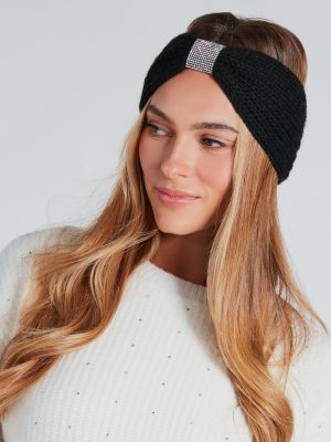 Glam Winter Vibes Rhinestone Knit Head Wrap