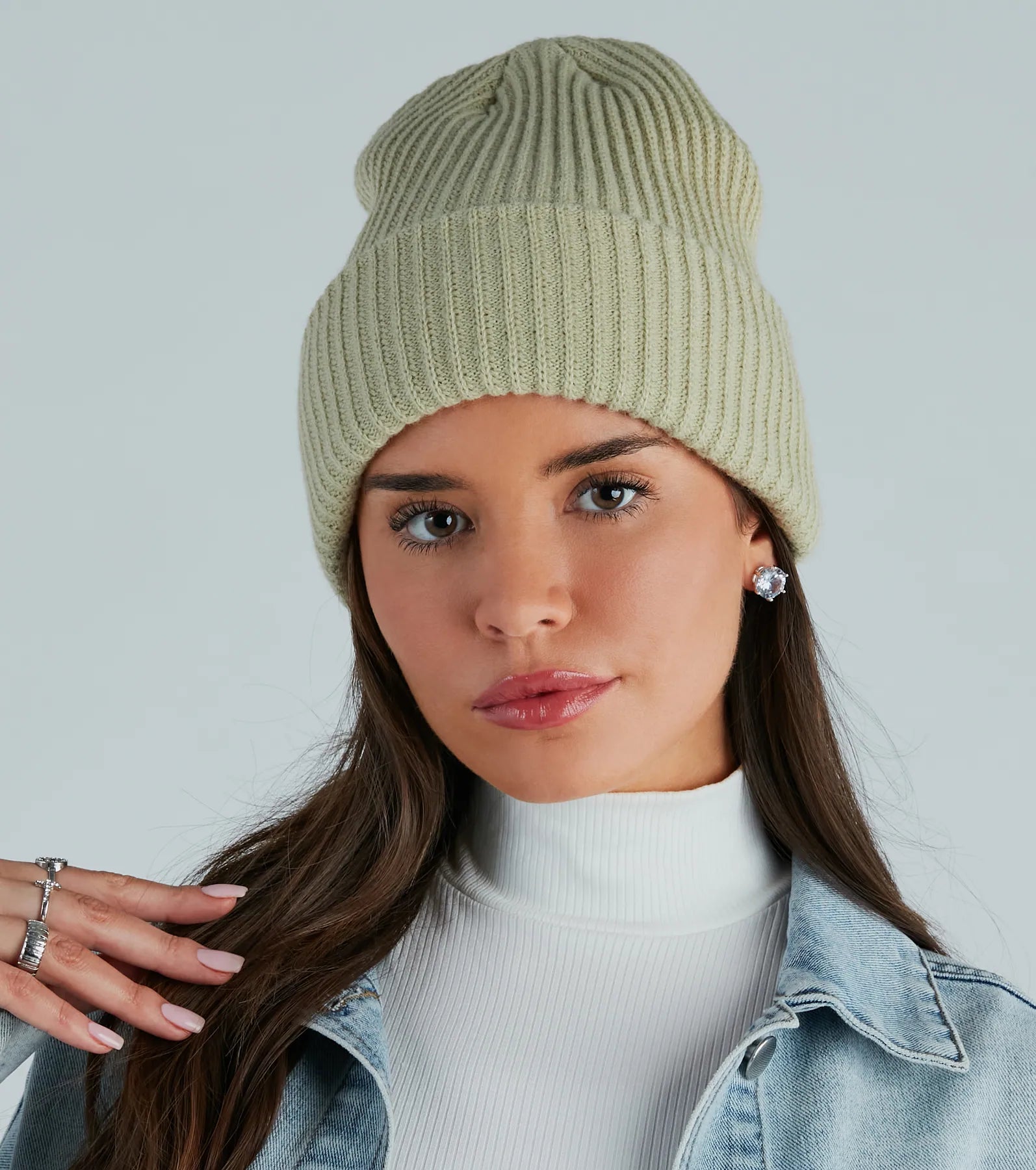 Cute Classic Fold-Over Ribbed Knit Beanie - Image 3