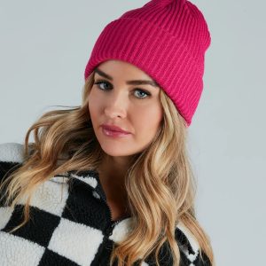Cute Classic Fold-Over Ribbed Knit Beanie