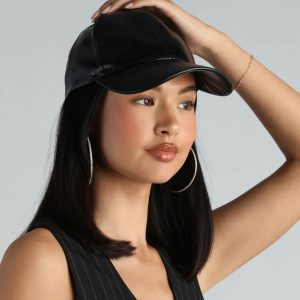 Spotted Downtown Faux Leather Baseball Cap