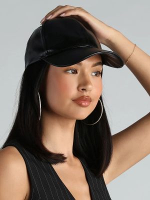 Spotted Downtown Faux Leather Baseball Cap