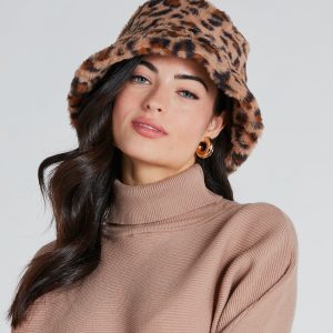 Wild Card Leopard Faux Fur Bucket Hat