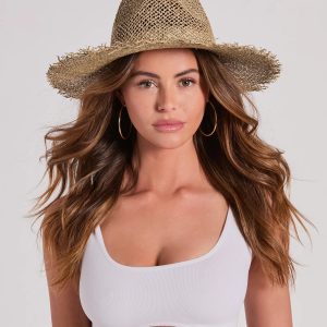 Texas Sun Frayed Straw Panama Hat