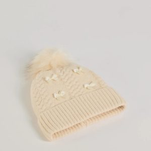Stay Toasty Bow And Pom Knit Beanie