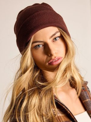 Casual Cozy Ribbed Knit Fold-Over Beanie
