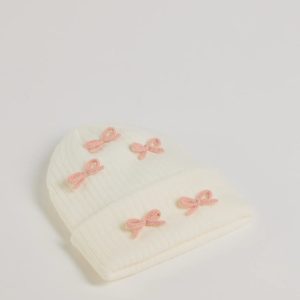 Cozy Up Bow Detail Ribbed Knit Beanie