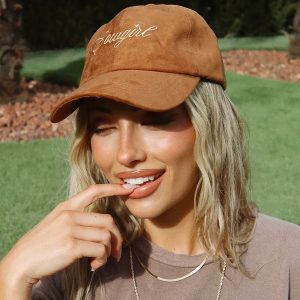 Faux Suede Cowgirl Script Baseball Cap