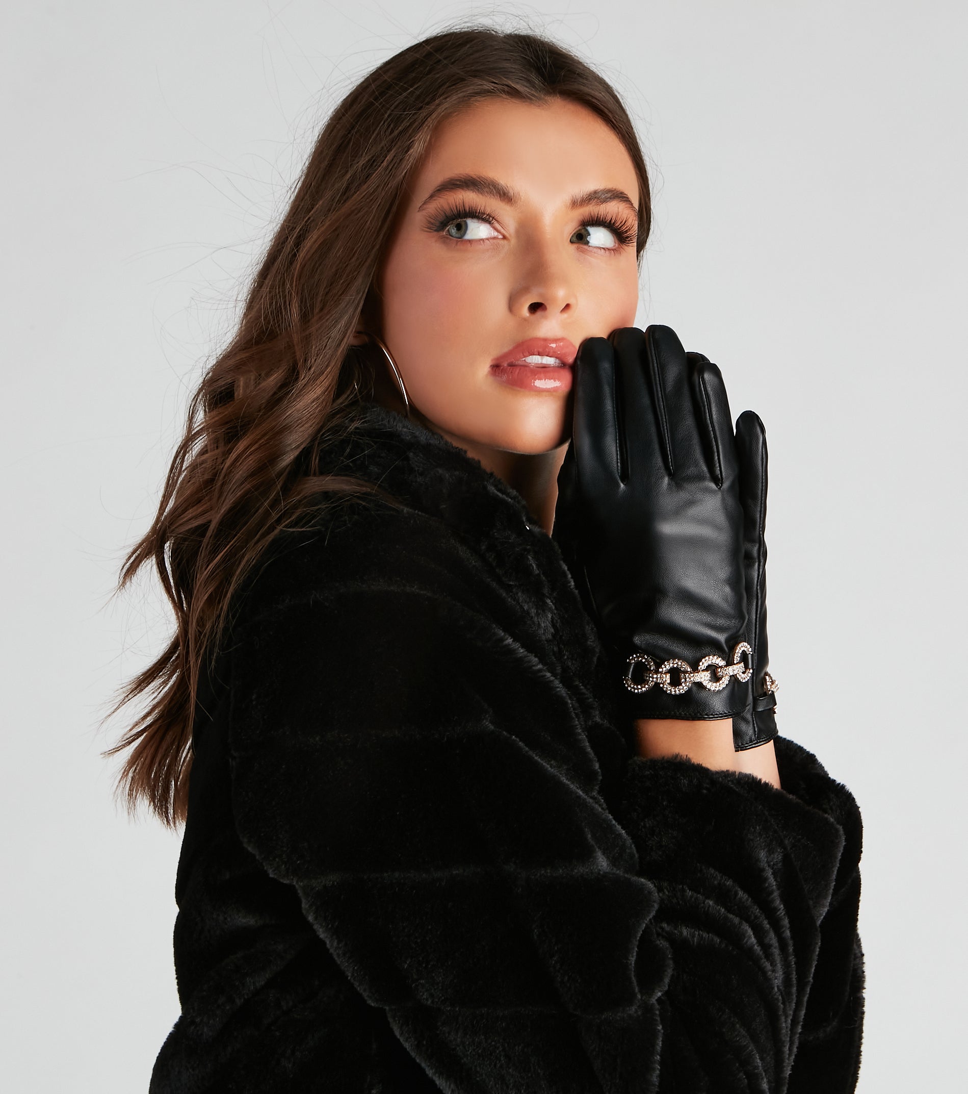 Elevated Glam Rhinestone Chain Gloves - Image 2