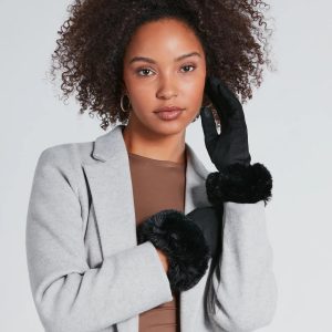 Cold Weather Luxe Faux Fur Trim Gloves