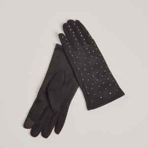 Sparkle Moment Faux Suede Rhinestone Gloves