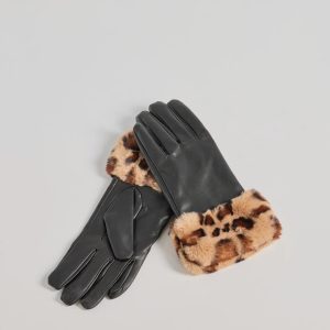 Chic Embrace Faux Leather Leopard Print Gloves