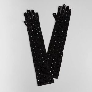Luxe Sparkle Rhinestone Velvet Gloves