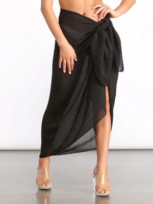 Pleated Glitter Sarong Wrap