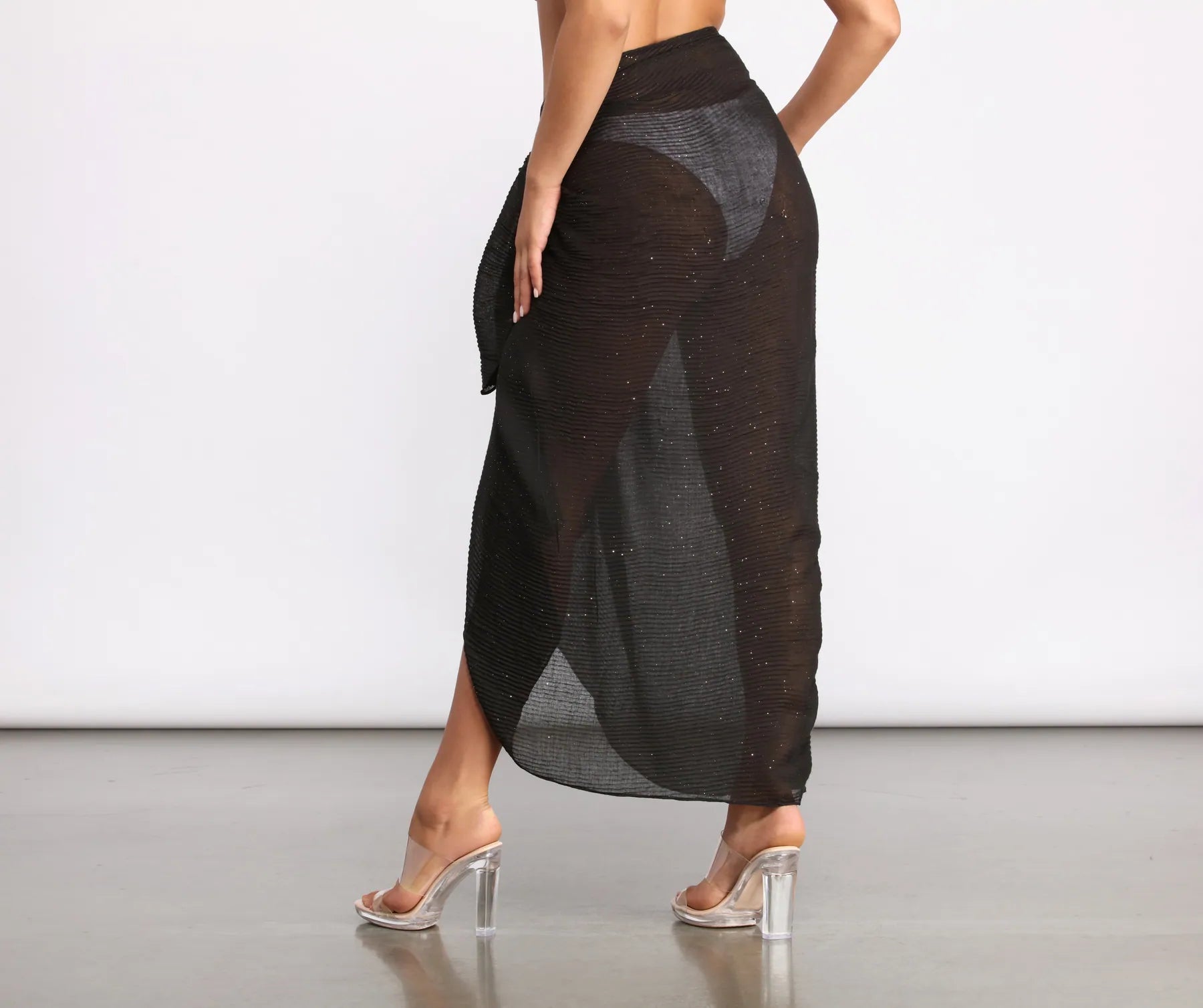 Pleated Glitter Sarong Wrap - Image 2