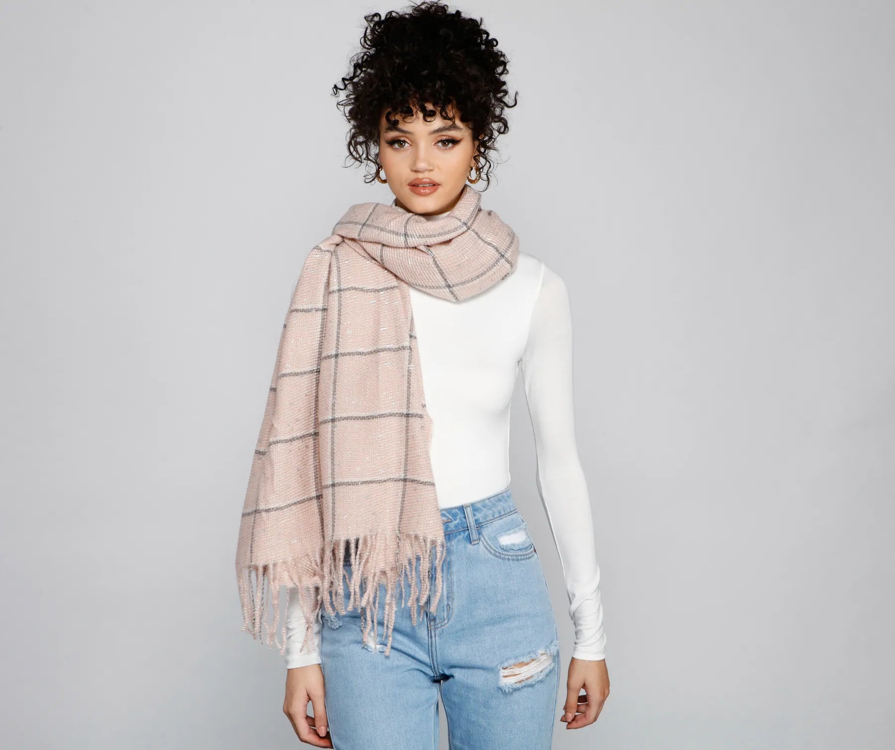 Cozy Feels Plaid Blanket Scarf - Image 2