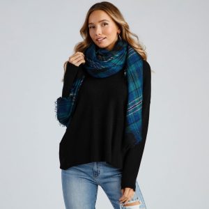 Wrapped In Plaid Frayed Scarf