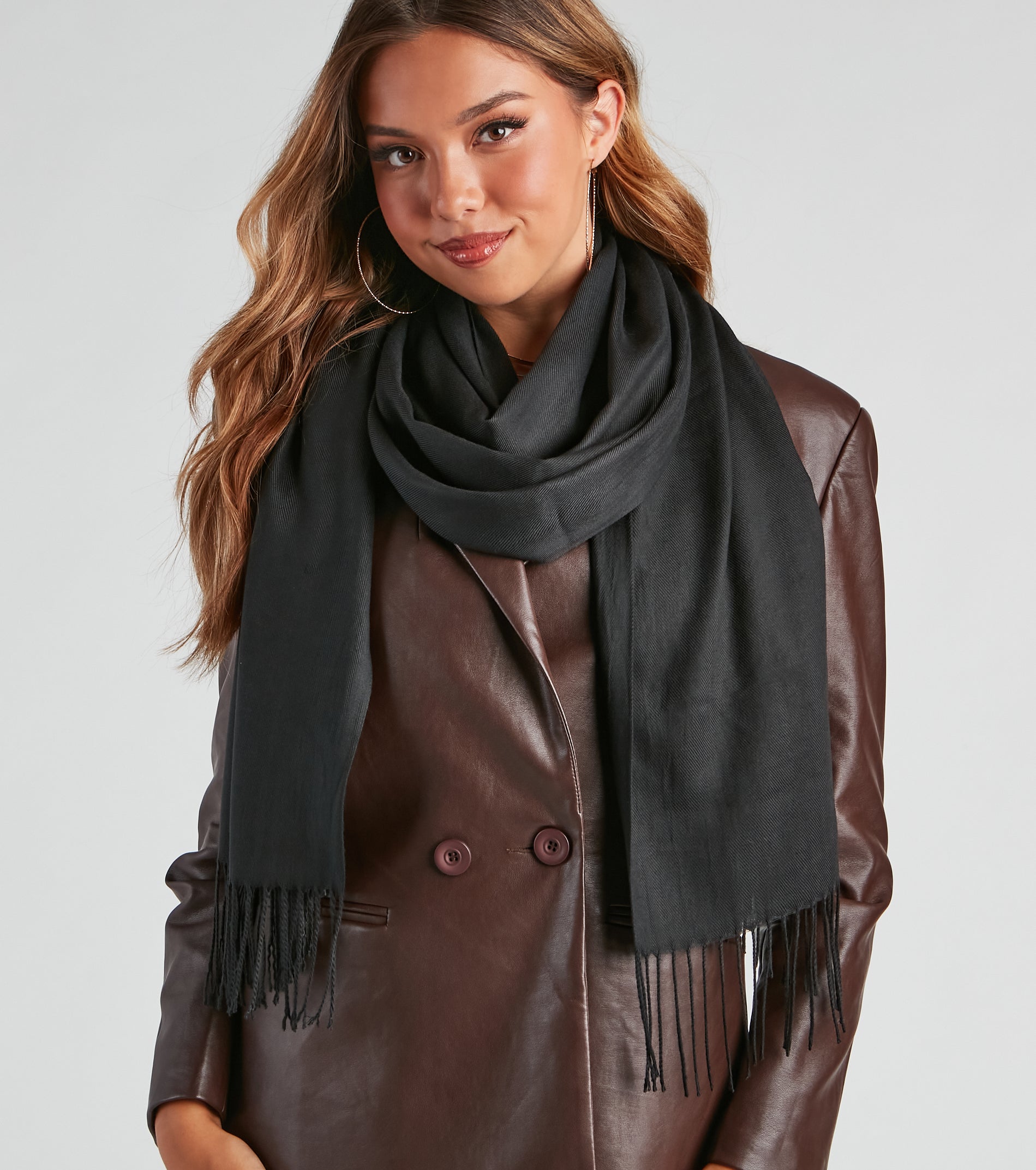 Winter Strolls Fringe Scarf