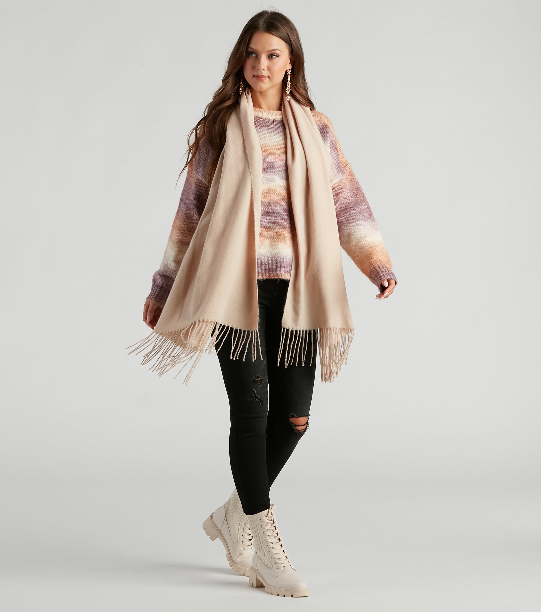 Winter Strolls Fringe Scarf - Image 3