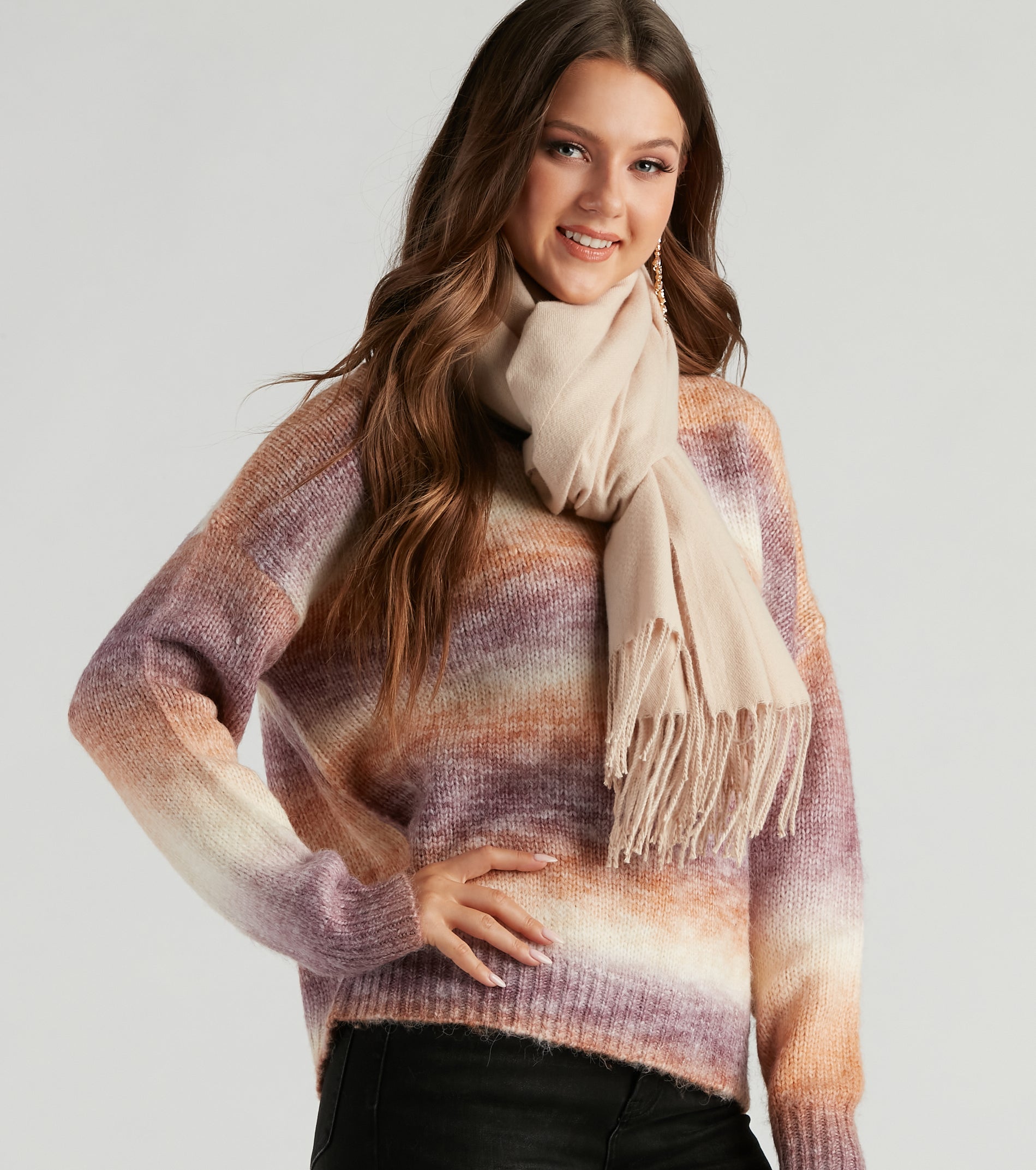 Winter Strolls Fringe Scarf - Image 4