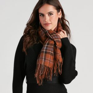 Wrap Me In Plaid Fringe Scarf
