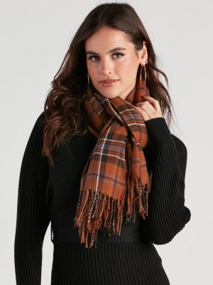 Wrap Me In Plaid Fringe Scarf