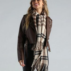 Ever-So-Trendy Plaid Fringe Scarf