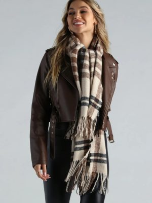 Ever-So-Trendy Plaid Fringe Scarf