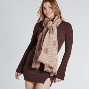 Love For Cozy Season Plaid Heart Print Scarf
