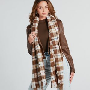 Cold Weather Cutie Long Plaid Scarf
