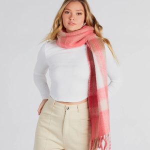 Warm Embrace Plaid Fringe Scarf