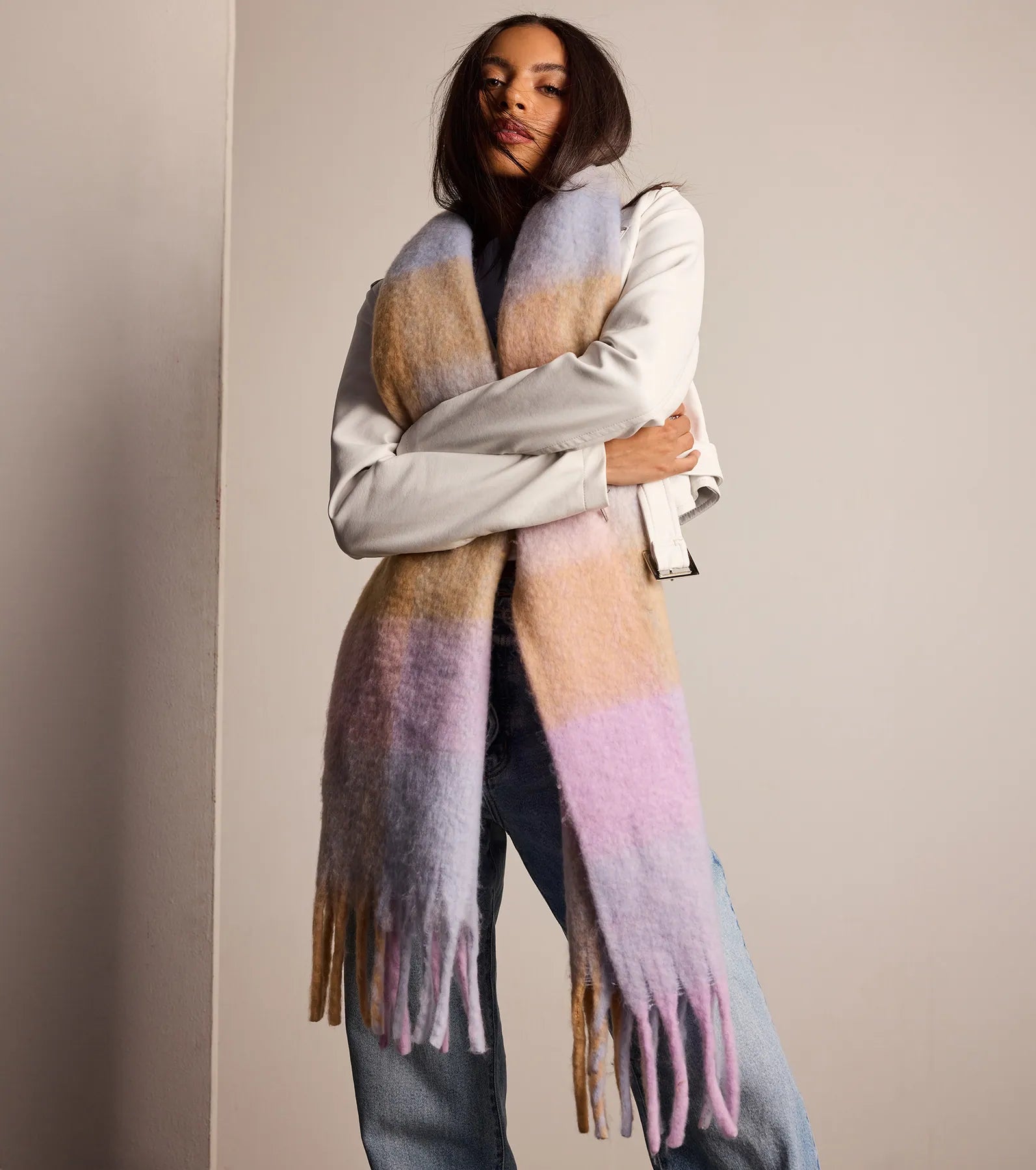 Pastel Chic Colorblock Scarf - Image 2