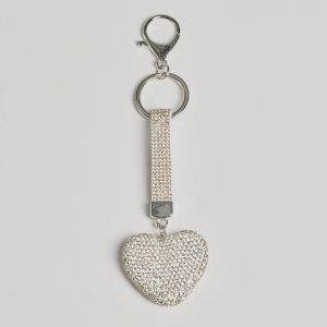 Shimmering Rhinestone Heart Bag Charm