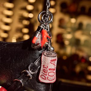Rhinestone Diet Cola Puff Keychain