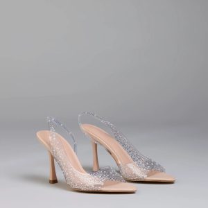 Clear Goals Rhinestone Pearl Slingback Pumps