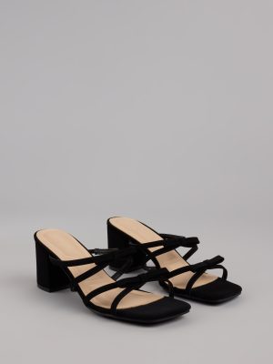 All Day Cute Bow Strap Block Heel Mules