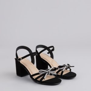 Glitter And Grace Rhinestone Bow Heels