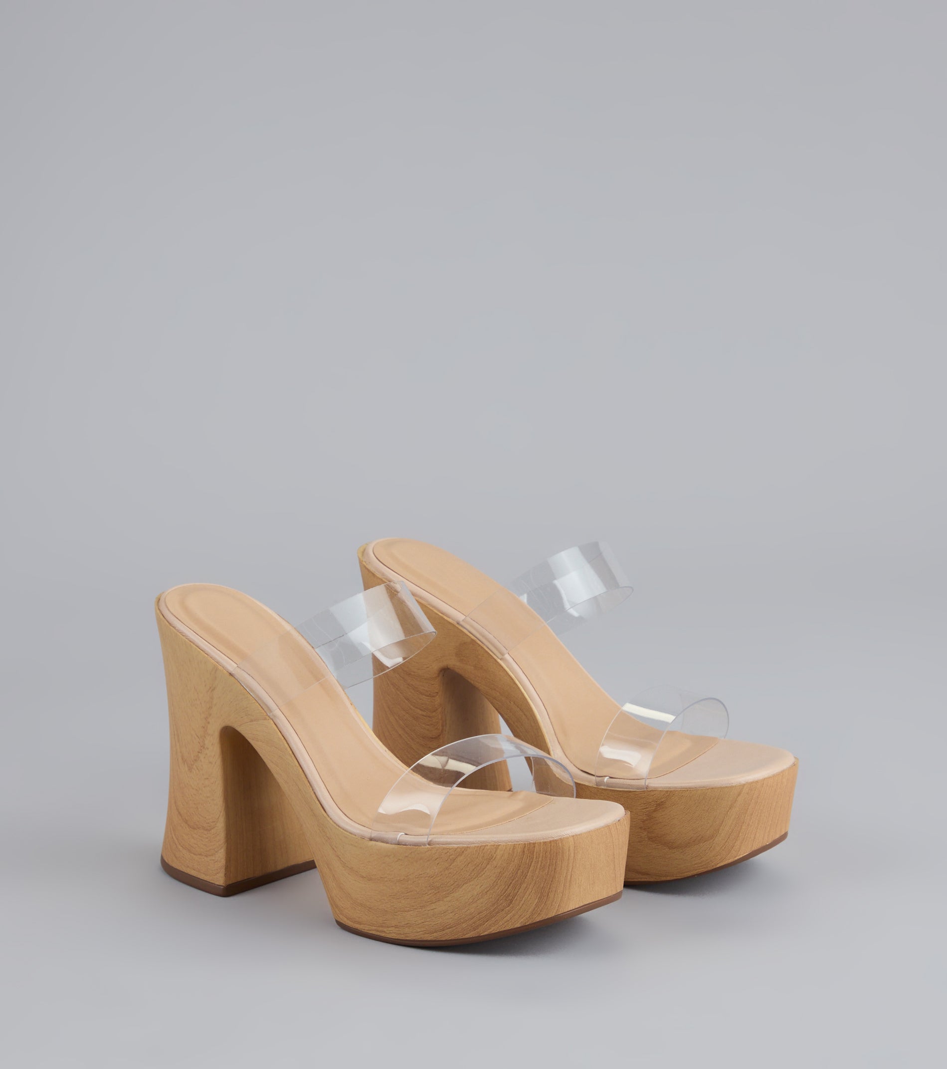 Walk Tall Clear Strap Platform Block Heels