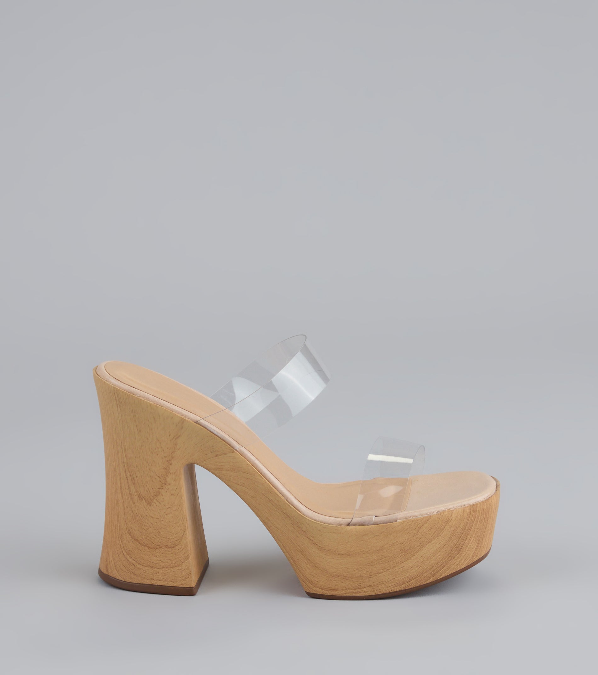 Walk Tall Clear Strap Platform Block Heels - Image 2