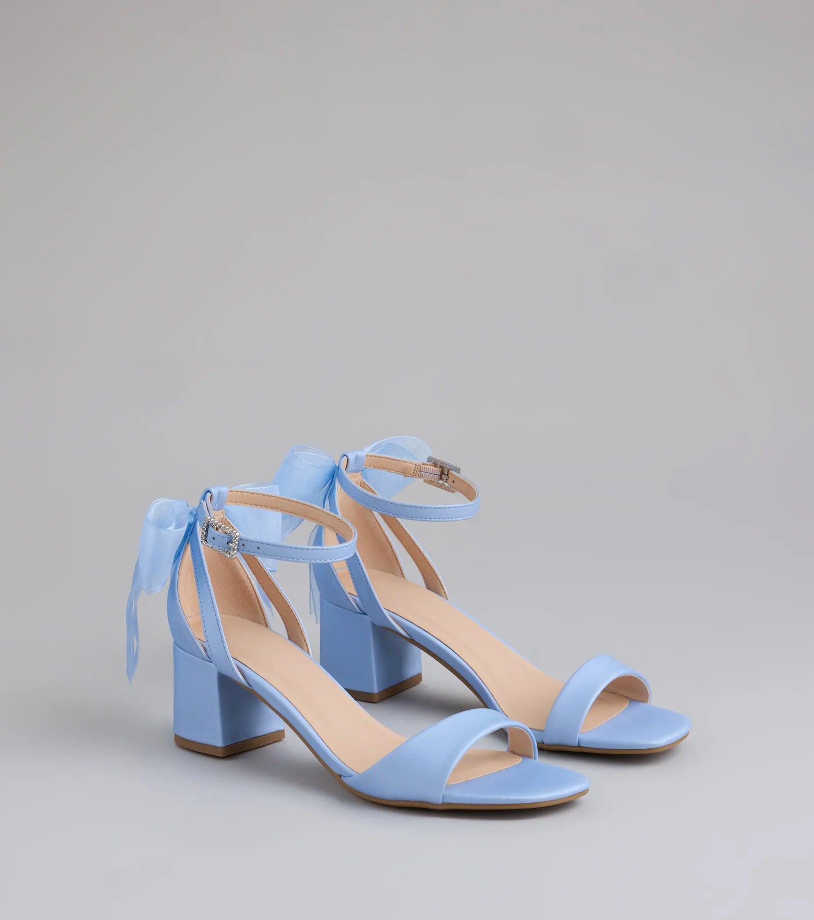 So Pretty Chiffon Bow Satin Block Heels - Image 9