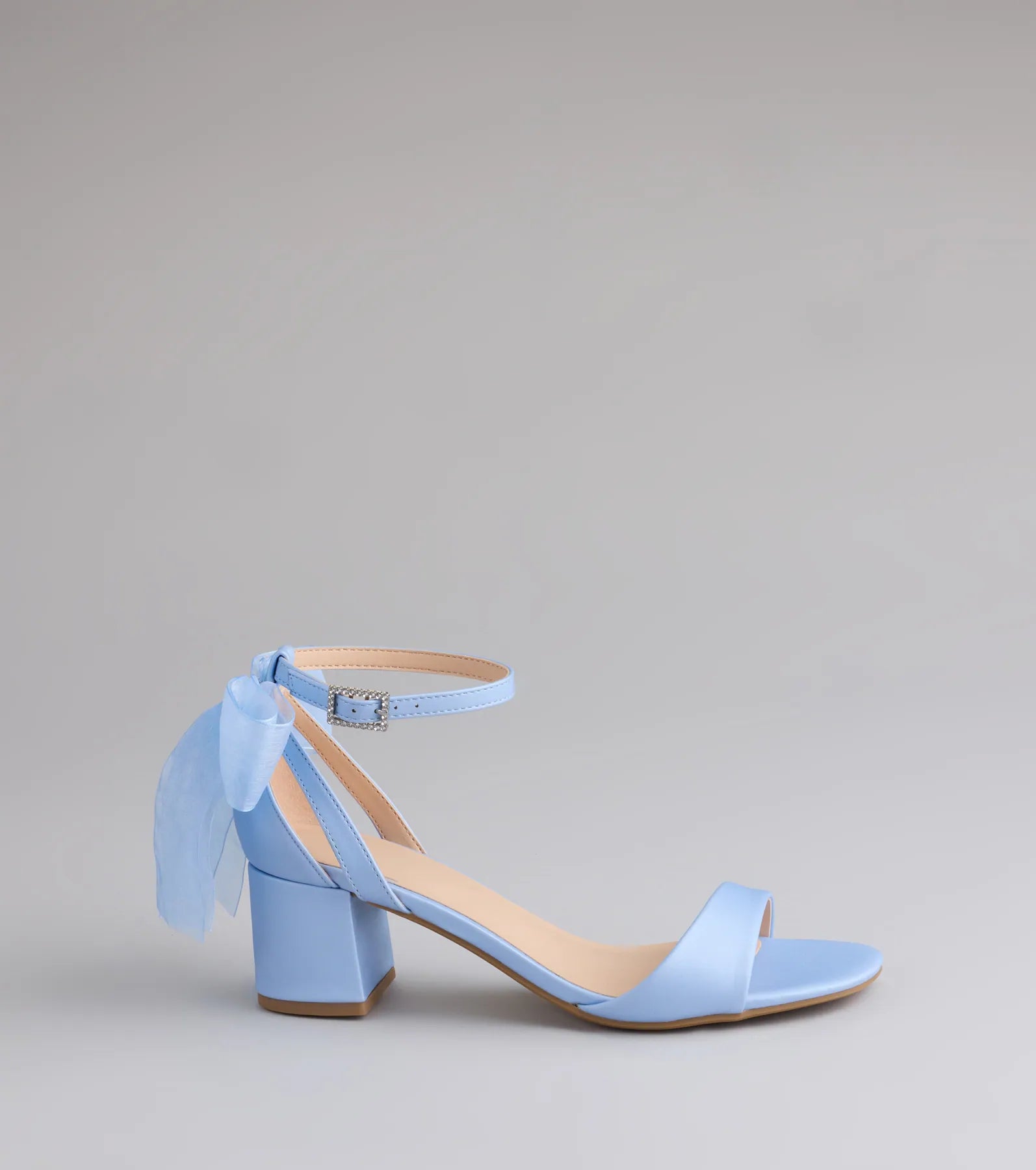 So Pretty Chiffon Bow Satin Block Heels - Image 10