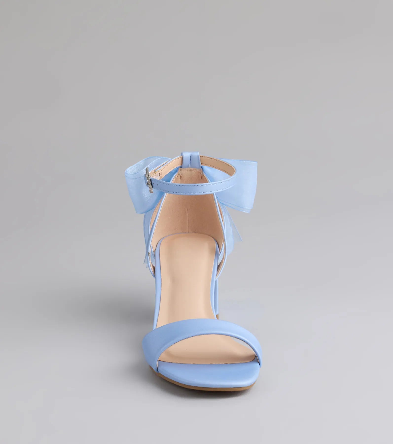 So Pretty Chiffon Bow Satin Block Heels - Image 11