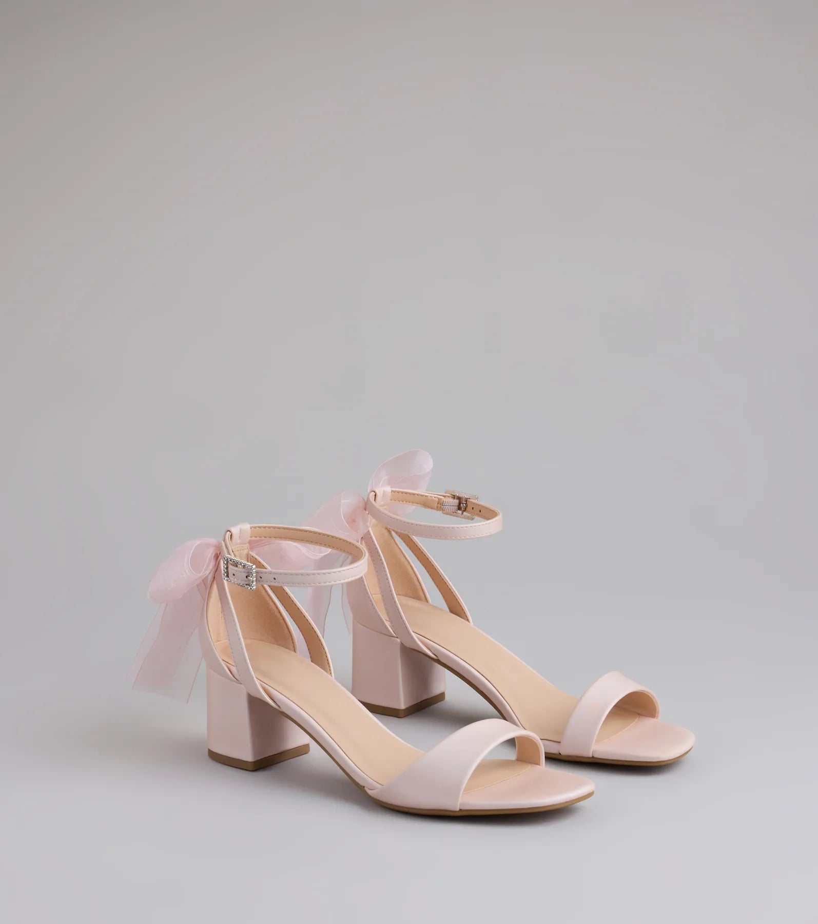 So Pretty Chiffon Bow Satin Block Heels - Image 5