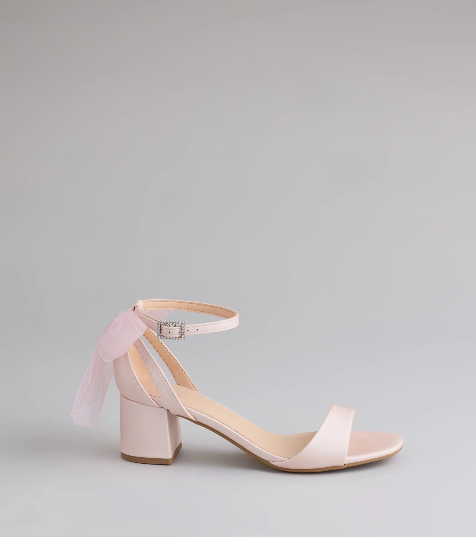 So Pretty Chiffon Bow Satin Block Heels - Image 6