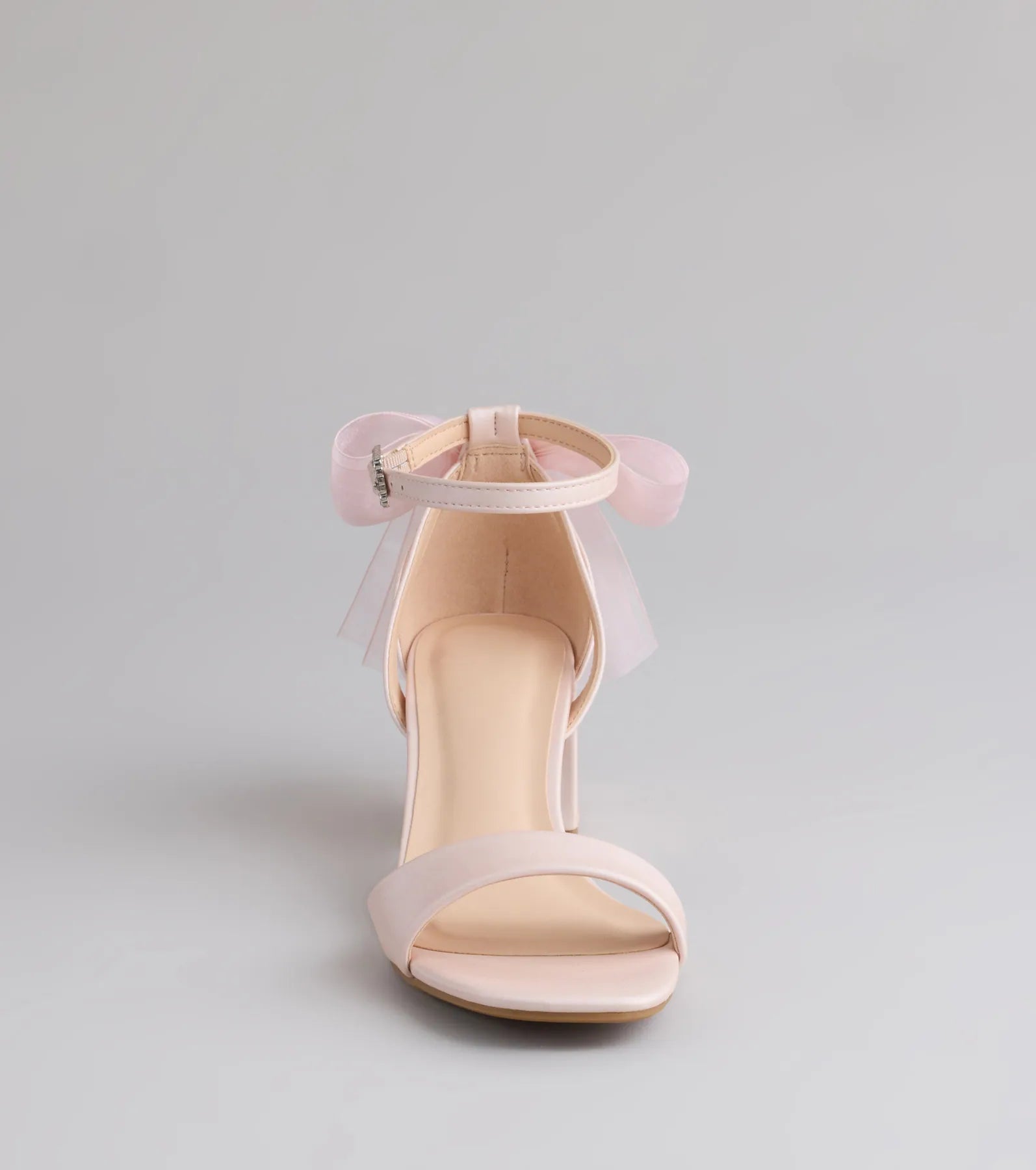 So Pretty Chiffon Bow Satin Block Heels - Image 7