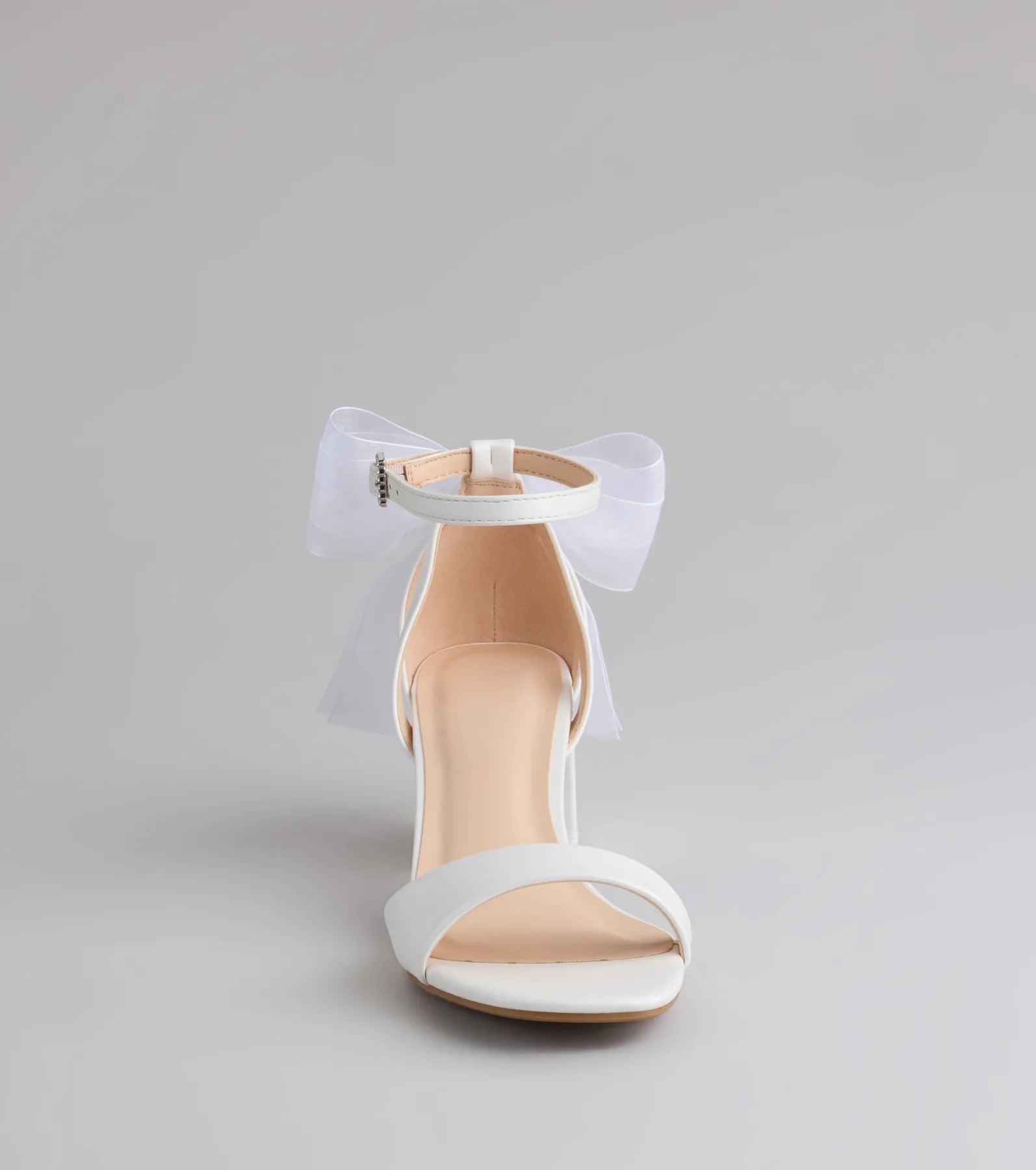So Pretty Chiffon Bow Satin Block Heels - Image 3