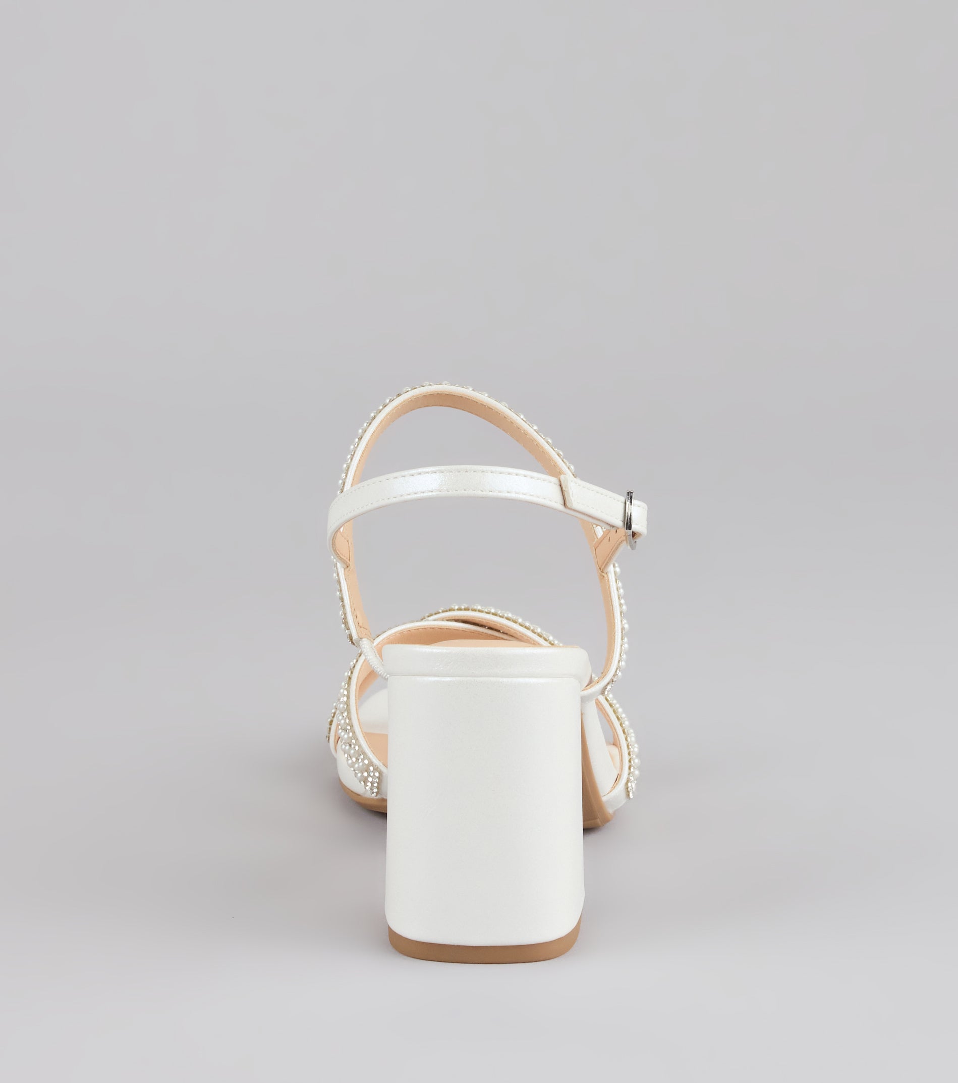 Shine All Night Pearl Rhinestone Block Heels - Image 4