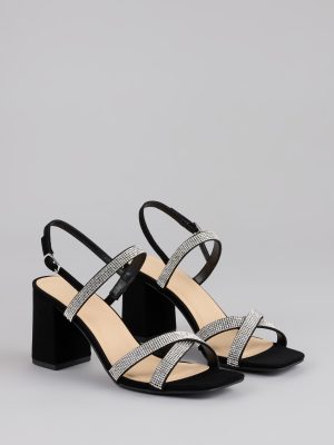 Night Luxe Rhinestone Block Heels