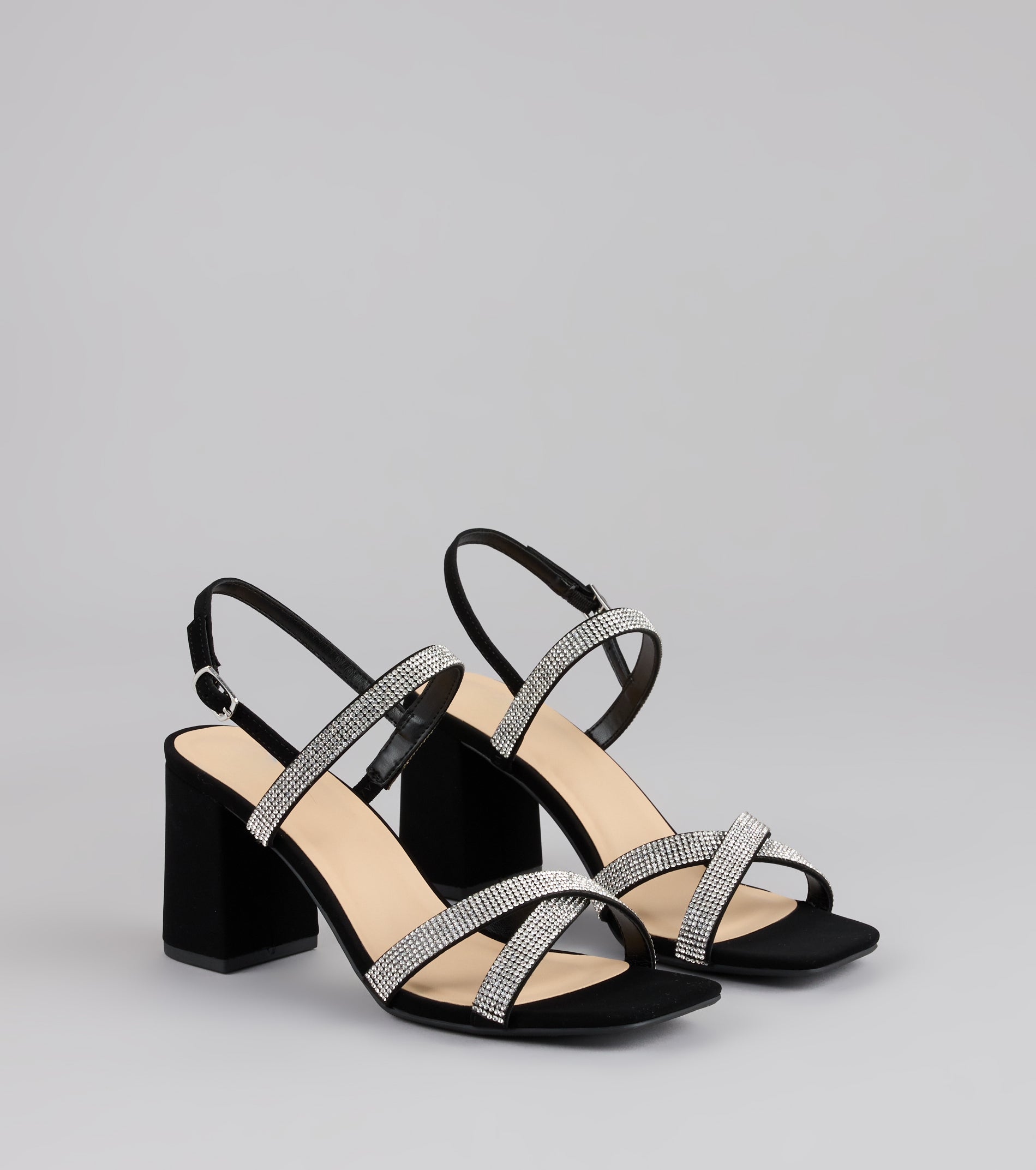 Night Luxe Rhinestone Block Heels