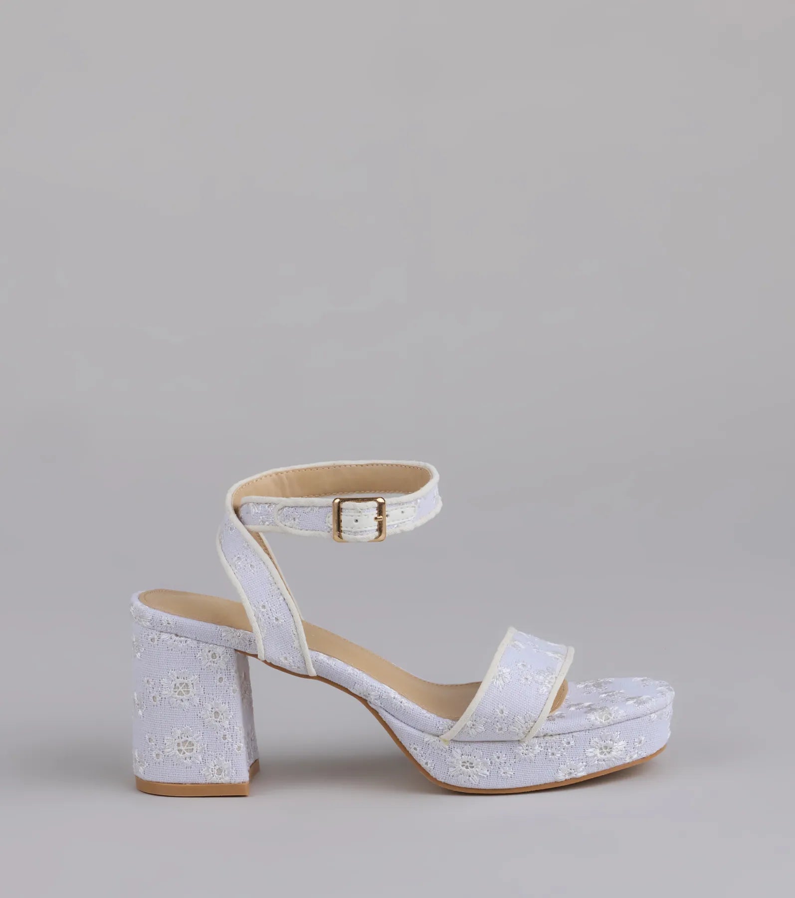 Stroll The Town Eyelet Platform Block Heels - Image 6