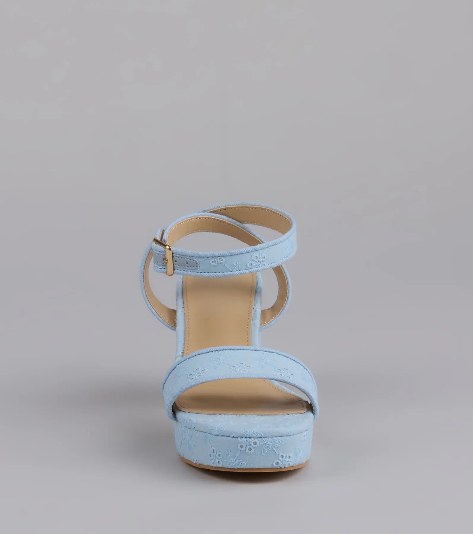 Stroll The Town Eyelet Platform Block Heels - Image 3